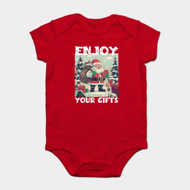 Christmas, Enjoy Your Gifts Baby Bodysuit by Megadorim